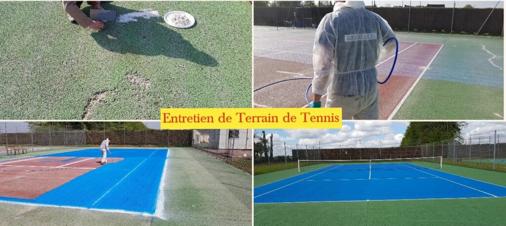 entretien de  terrain de tennis 